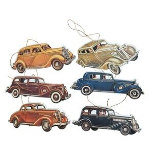 Lot of 6 Vintage 1993 B. Shackman & Co. Hanging Car Ornaments Die Cut Paperboard